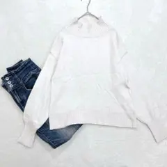 s135【マジェスティックレゴン】ハイネックニット　シンプル　無地　ホワイト