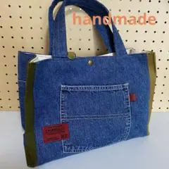 デニムリメイク　スクエア　トートバッグ