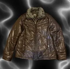 ファーダウンジャケット　y2k 平成　パンク　フェアリーグランジ　お兄系　v系