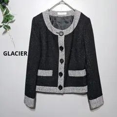 【GLACIER】 ノーカラージャケット M ブラック/ホワイト