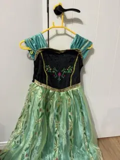 花柄刺繍付きドレス 100cm~ 黒と緑 アナと雪の女王 ディズニー アナ
