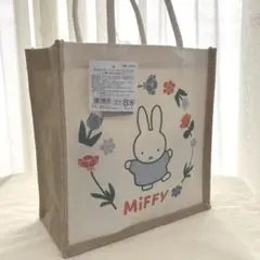 ミッフィー ジュートトートバッグS フラワー　ランチトート　キャンバスmiffy