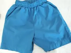 青いハーフパンツ ウエストゴム ポケット付き