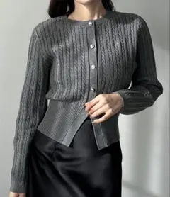 louere ゴールドボタンケーブルニットカーディガン Mサイズ
