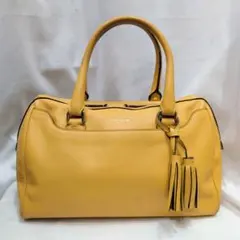 良品 コーチ タッセル付 レザー ミニボストン ハンドバッグ 23574