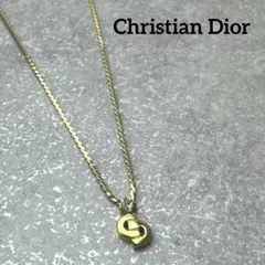 Christian Dior ストーン ゴールドロゴ ネックレス