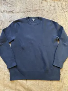 数回利用　ユニクロ　M ミラノリブ　ニット　セーター　ネイビー　紺　クルーネック