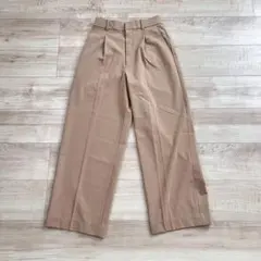 UNIQLO ベージュ タックワイドパンツ S 股下64㎝