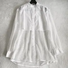 ADAM ET ROPE' アダムエロペ　スタンドカラーメッシュシャツ　FREE