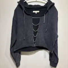 GILDED INTENT チェーン付 クロップドパーカー 墨黒 S ウォッシュ