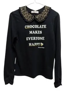 mezzo piano 取外可レオパード襟付 Tシャツ L　メゾピアノジュニア