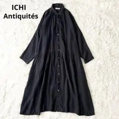 ICHI Antiquite's】ハシゴレース切替 ロングワンピース Vネック