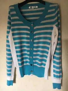 美品❣️韓国ブランドLONE レディース長袖カーディガン薄手セーターM ボーダー