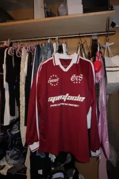 y2k サッカー トップス 赤