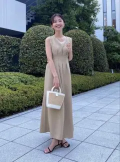 FOXEY NEW YORK ノースリーブ ワンピース ベージュ 38 ホリー - メルカリ