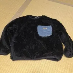 ボアトップス　黒　男女　デニムポケット