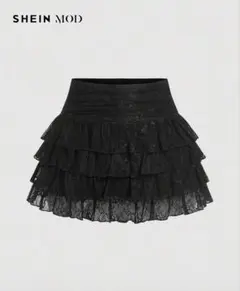 SHEIN MOD フリル ブラックミニスカート