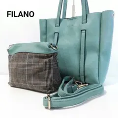 Firano トートバッグ ポーチ ２点 ショルダー ターコイズ フィラノ