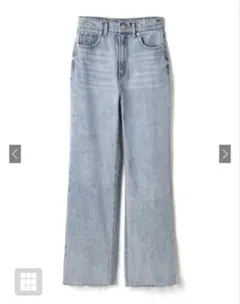 フリンジヘムセミフレアデニムパンツ