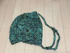編み物 バラクラバ ボンネット 青緑色
