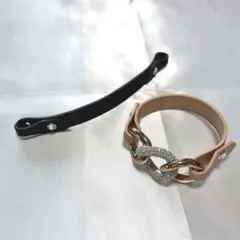Swarovski ブレスレット 2本セット バウンドレザー クリスタル