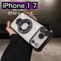iPhone17 ケース　ブラック マグセーフ 新品 クリア　スケルトン　人気