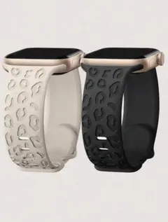 韓国 2個セット バンド AppleWatch ヒョウ柄 ブラック ホワイト