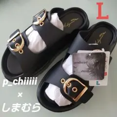 しまむら × p_chiiiii / レディース サンダル Lサイズ 黒のサムネイル