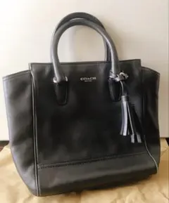 COACH ブラック タッセル ショルダー ハンドバッグ