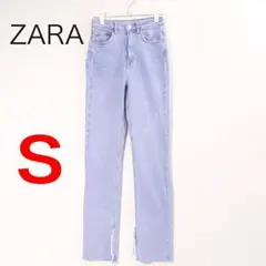 E3465-25◾️ザラ　ダメージ加工裾スリット　ストレッチストレートジーンズ