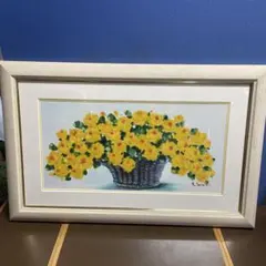 N. MIURA 三浦昇 李文魯 リームンロー 油彩画 小花いっぱい 黄色い花