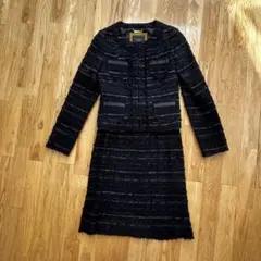 ツイードスーツ　黒38