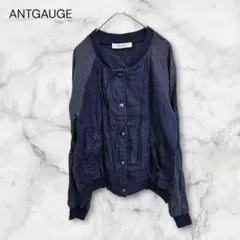 ANTGAUGE 異素材ドッキング ジップアップ ブルゾン リネン 袖シアー素材