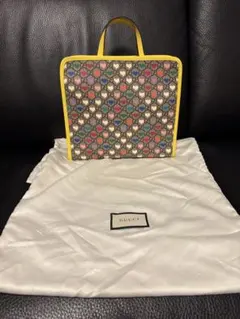 GUCCI マルチカラー トートバッグ　ハート柄