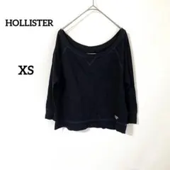 【ホリスター】Tシャツ XS ブラック 綿 ロゴ刺繍 無地 カジュアル 長袖