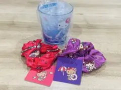 ハローキティ クリアカップと日焼けキティシュシュセット❣️❣️