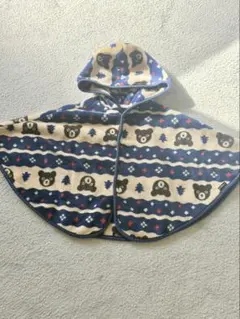 Doublé Bクマ柄 フード付きポンチョ