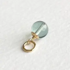 フローライト　天然石　ネックレスチャーム　グリーン　ラウンド　14kgf