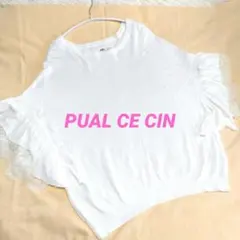PUAL CE CIN ハーフスリーブ*袖レース*プルオーバー*白*半袖ニットのサムネイル