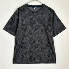 ケイパ　リーフ柄　半袖　クルーネック　Tシャツ　スポーツ　カジュアル　黒　Мのサムネイル