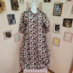 somari 花柄半袖Aラインワンピース