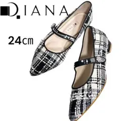 DIANA ダイアナ　ツイード　ストラップ　パンプス　ビジュー　24㎝