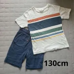 H&M Tシャツとハーフパンツセット 白　ネイビー　130cm　セットアップ