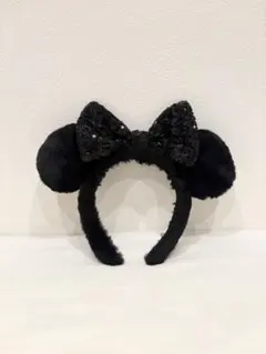 ミニーマウス風 黒カチューシャ もこもこ