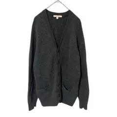 ユニクロ UNIQLO ラムウール Vネックニットカーディガン L ダークグレー