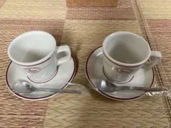 昭和レトロ　ティーカップ ソーサー2個セット　スプーン付き