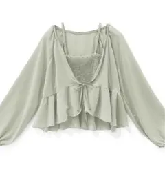 グリーンシフォンカーディガン・キャミソールセット