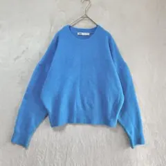 ZARA/クルーネックニットセーター/S/洗える ゆったり ライトブルー