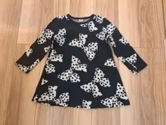 Bee リボン柄 長袖ワンピース 120