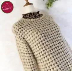 レトロ モヘア ニット 飾り編み ラメ 古着 ベージュ ゴールド